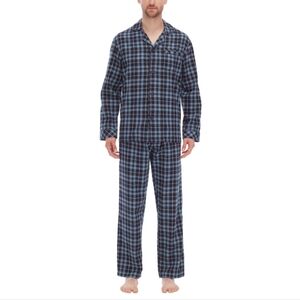Sterling Men's Pajama Set Top Pant Blue Plaid Flannel Size Small New!